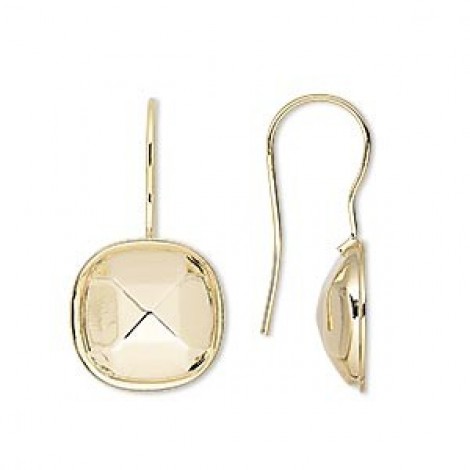 12x12mm ID Bright Gold Plated Earwire Settings - Per pair 12x12mm ID Bright Gold Plated Earwire Settings - Per pair