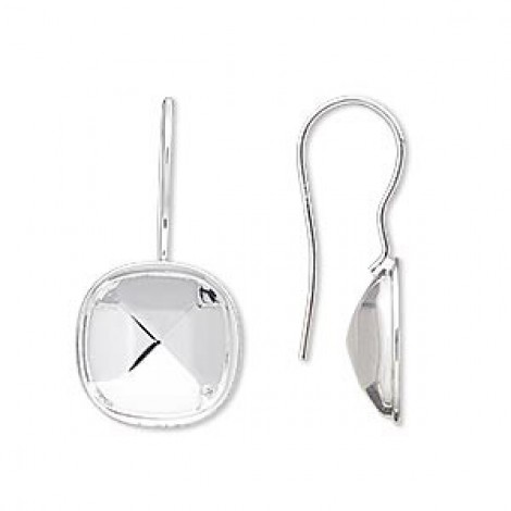 12x12mm ID Bright Silver Plated Earwire Settings - Per pair 12x12mm ID Bright Silver Plated Earwire Settings - Per pair