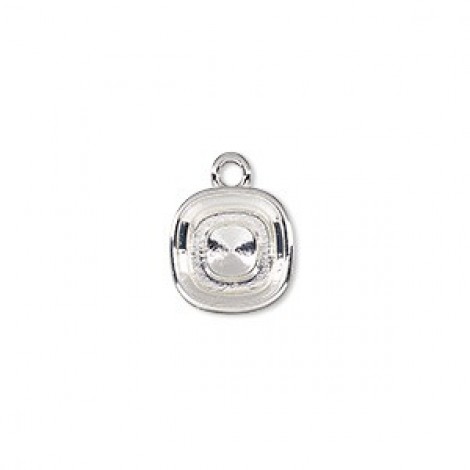 10x10mm Silver Plated Square Setting Drops - per pair