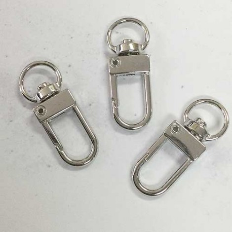 33x12mm Rhodium Silver Colour Plated Swivel Lanyard or Keychain Clips - Pack of 5