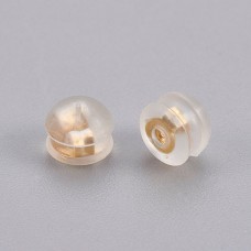 5x4mm Deluxe Easy-Grip Silicone Coated Gold 316 Stainless Steel Butterfly Earnuts