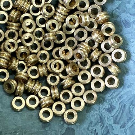 6mm Yo-Yo Metal Greek Spacer Beads with 2mm Hole - Solid Brass - Pack of 10