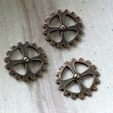 20mm Antique Copper Steampunk Gear Links - Pack of 4