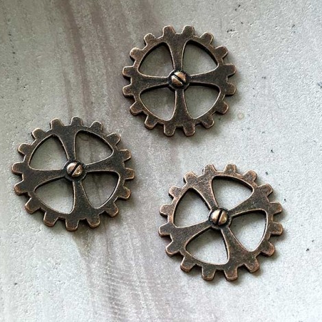 20mm Antique Copper Steampunk Gear Links - Pack of 4