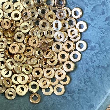 7mm Greek Metal Flat Washers w-2.5mm Hole - Solid Brass - Pack of 20 7mm Greek Metal Flat Washers w-2.5mm Hole - Solid Brass - Pack of 20