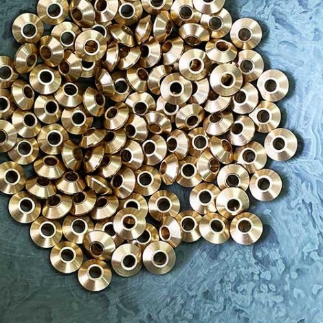 6mm Bicone Metal Spacer Beads - Raw Solid Brass - Pack of 10