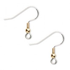 17mm Surgical Steel 2-Tone Earwires - Silver with Gold Bead
