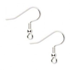 17mm Silver Plated Surgical Steel Earwires w-Ball + Coil