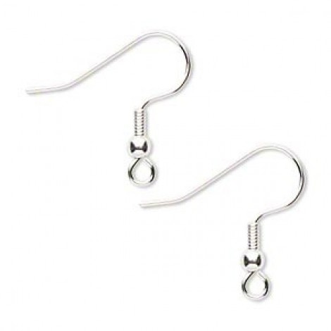 17mm Silver Plated Surgical Steel Earwires w-Ball + Coil