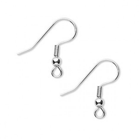 17mm 304 Surgical Steel Earwires with Silver Plated Ball + Coil