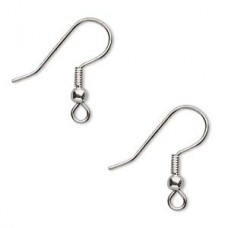 17mm 304 Surgical Stainless Steel Earwires with Ball + Coil - Unplated