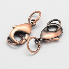 12x8mm Ant Copper Plated Lobster Clasps w/Jumprings