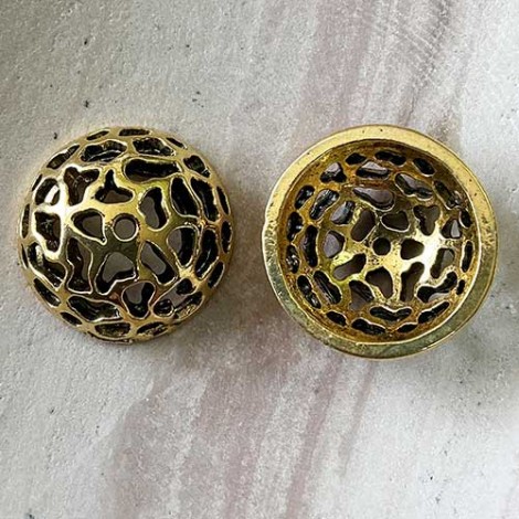 19mm Antique Gold Plated Pewter Cut-out Beadcaps - Each