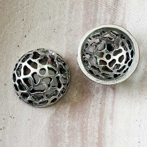 19mm Antique Pewter Cut-out Beadcaps - Each 19mm Antique Pewter Cut-out Beadcaps - Each