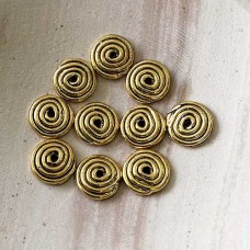 11mm Antique Gold Pewter Coil Beadcaps - Pack of 10