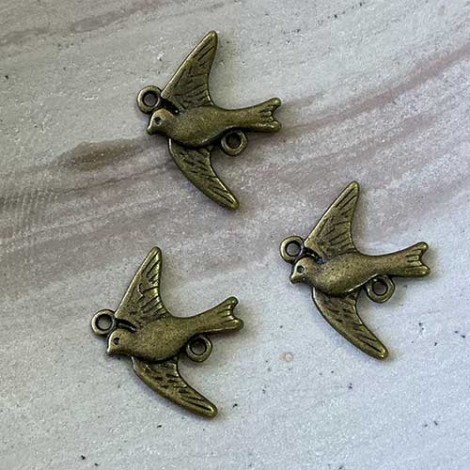 18x22mm Ant Bronze Lead-free Swallow Connector Links - Pack of 10
