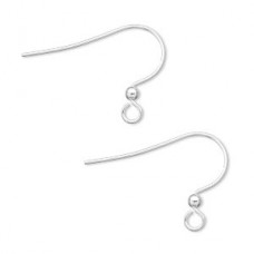 17mm 22ga Silver Plated Brass Fishhook Earwires with Ball