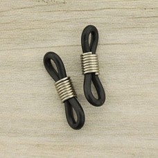 20x5-26x5mm Adjustable Black Rubber + Silver Plated Eye-glass Holders - Pack of 2 Pair