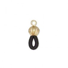 Eye-Glass Holders - Black Elastic with Gold Plated 7mm Bead - Pack of 6 pair