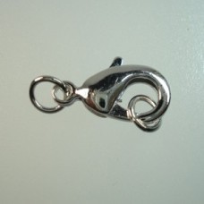 15mm Platinum Pl Silver Lobster Clasps w/6mm J-Rings