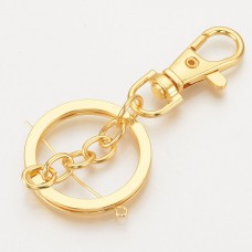 73mm Gold Plated Swivel Lobster Clasp Clip w-Keyring & Chain