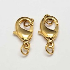 10mm Rack Plated Quality Lobster Clasps - Gold Plated with 2 x 5mm jumprings