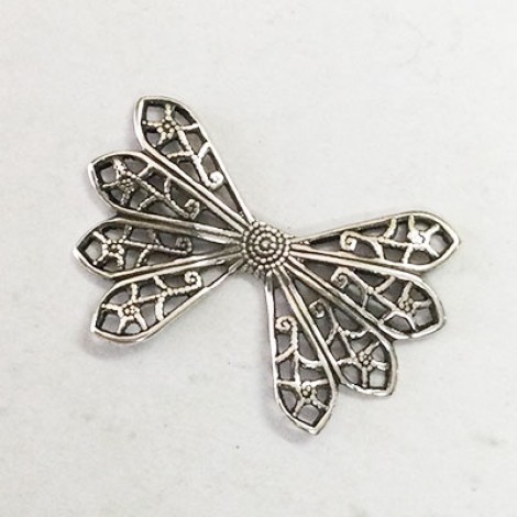 28x18mm Sterling Silver Plated Filigree Butterfly Wing Charm