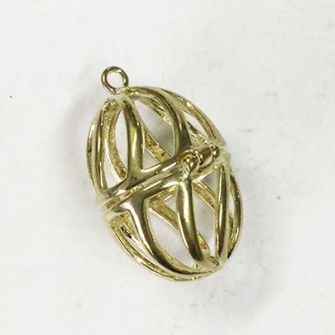 35x22mm Gold Colour Plated Hinged Bead Cage Pendant - Each 35x22mm Gold Colour Plated Hinged Bead Cage Pendant - Each