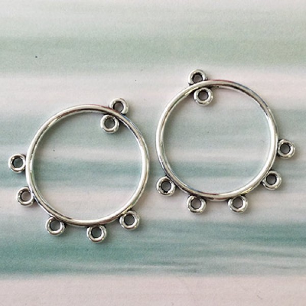 28x30mm Antique Silver Chandelier Round Earring Drops HOOPS