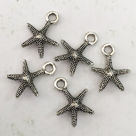15mm Antique Silver Starfish Charms - Pack of 8