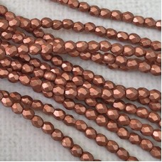 3mm Czech Firepolish Beads -  Matte Metallic Copper