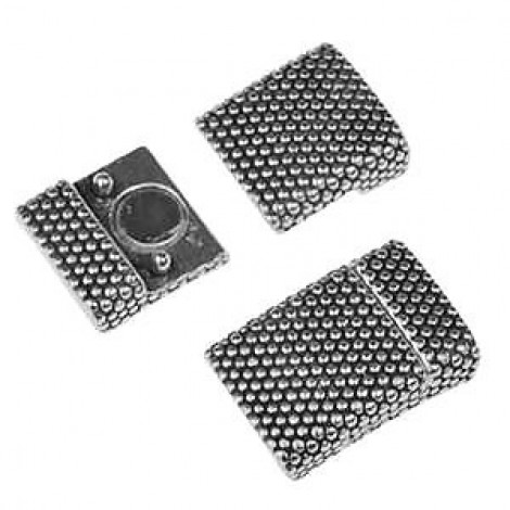 10mm Dot Ant Silver Flat Leather Magnetic Clasp