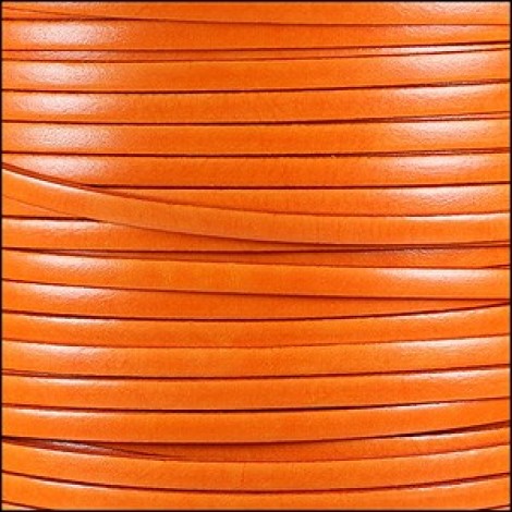 5mm Flat Italian Dolce Leather Cord - Tangerine - Per metre