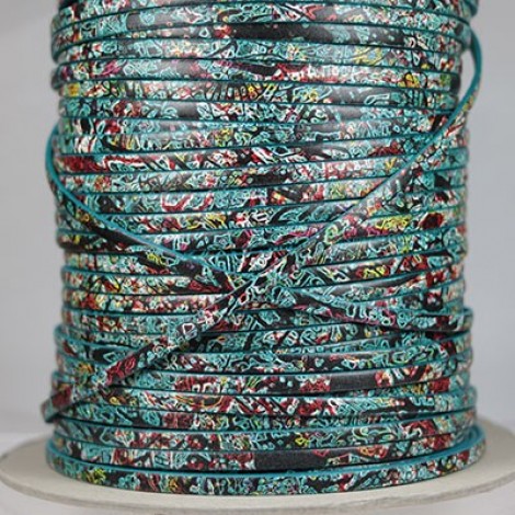 5x1.5mm Italian Printed Flat Leather - Abstract - Per metre