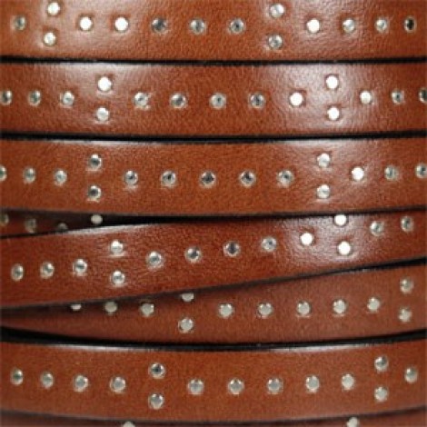 10mm Flat Italian Studded Leather Style 3 Brown