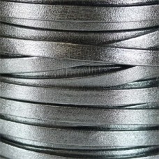 5mm Flat Metallic Pearl Leather Cord - Pewter