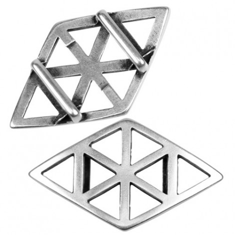 35x21mm(10x2mmID) Geometric Rhombus Leather Slider - Each