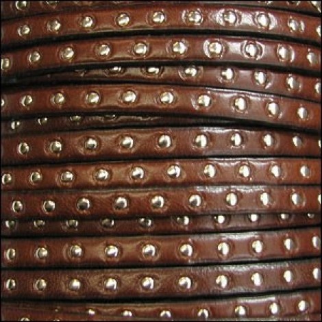 5x1.5mm Flat Studded Leather - Saddle Brown