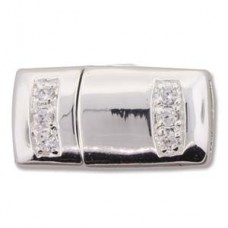 22x14x8mm (ID10x2mm) Silver Crystal Magnetic Clasp - Each