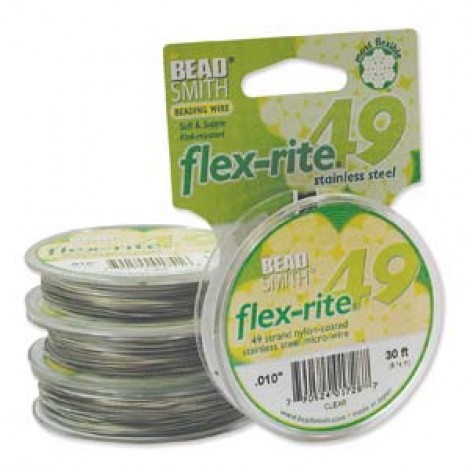 .010" 49 Strand Flexrite Beading Wire - Clear - 30ft