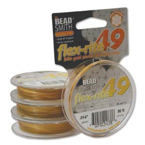 .014" 49st 24Kt Gold Plated Flexrite Beading Wire - 30ft
