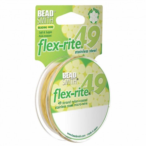 .018" (.46mm) 49st Flexrite Beading Wire- Metallic Satin Gold - 30ft (9.1m)
