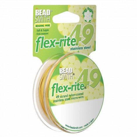 .024" (.61mm) Flexrite 49st Beading Wire Metallic Satin Gold - 30ft (9.2m) .024" (.61mm) Flexrite 49st Beading Wire Metallic Satin Gold - 30ft (9.2m)