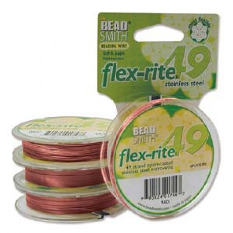 .024" 49str Flexrite Beading Wire - Red - 30ft (9.2m)