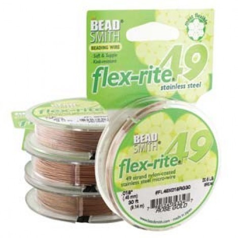 .014" 49st Flexrite Beading Wire - Rose Gold - 30ft