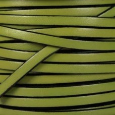 5x2mm Flat Licorice Leather Cord - Olive Green - Per metre