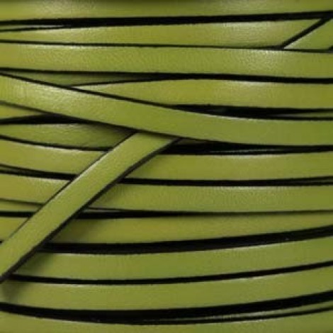 5x2mm Flat Licorice Leather Cord - Olive Green