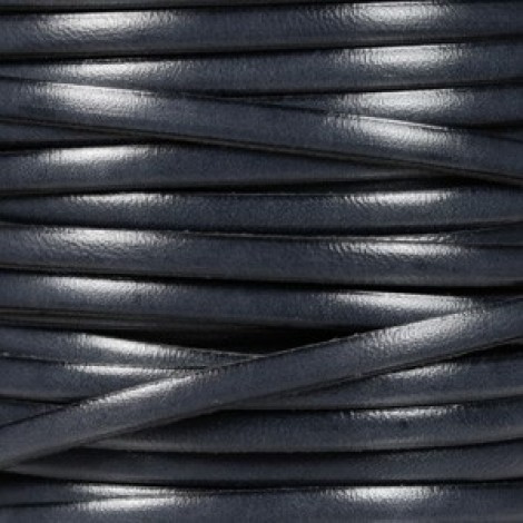 5x2mm Flat Licorice Leather Cord - Montana Blue