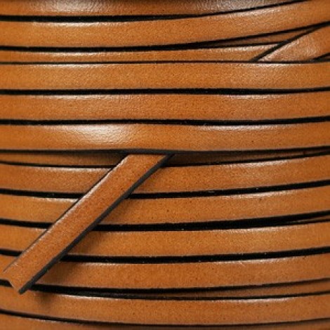 5x2mm Flat Regaliz Leather Cord - Tobacco