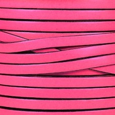 5mm Flat Regaliz Leather Cord - Neon Pink